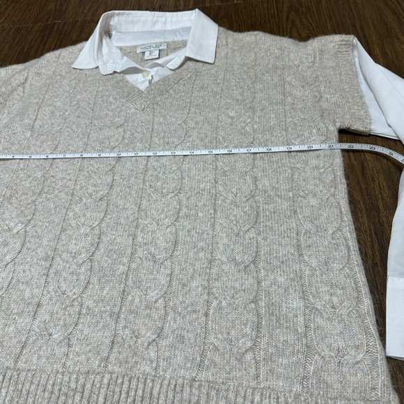 Rachel Zoe Layered Sweater Vest Blouse Women's White & Tan, Size Large - Picture 8 of 14